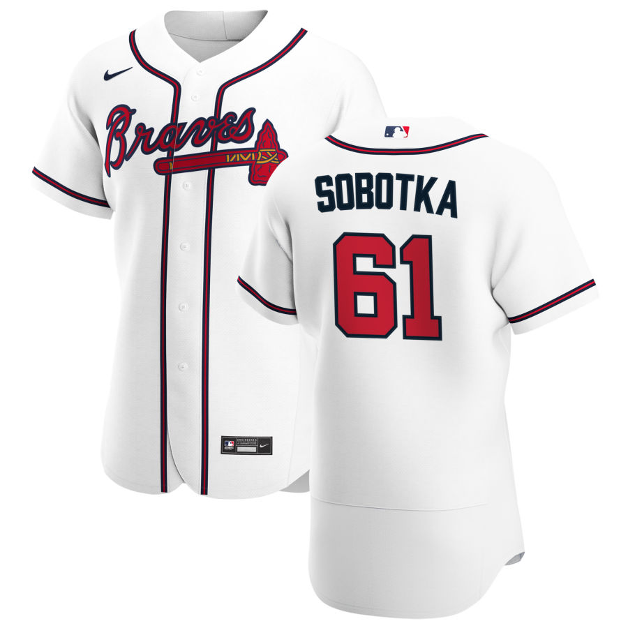 Atlanta Braves #61 Chad Sobotka Men Nike White Home 2020 Authentic Player MLB Jersey->atlanta braves->MLB Jersey